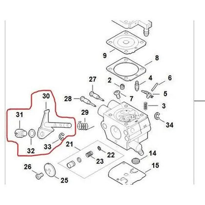 Carburettor for FS38 4140 STIHL-4140/31 (for hook cable)