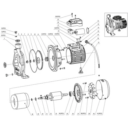 Centrifugal Pump Single Impeller 230𝑉 iNGCO-0.75𝑘𝑊/4.2𝑚³ℓ𝑝𝒉/𝐻23𝑚-