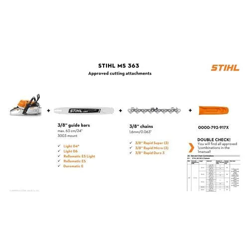 Chainsaw 2T 3.5𝑘𝑊 MS363 STIHL-+37𝑐𝑚3️⃣56𝐷𝐿 BAR&CHN-