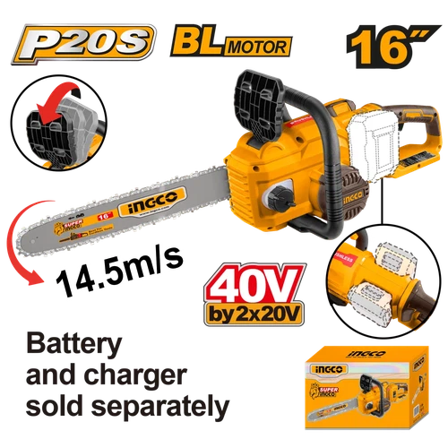 Chainsaw Cordless 2x𝑃20ˢ iNGCO-40𝑐𝑚/🟡61PMM3-56𝐷𝐿-Tool Only-