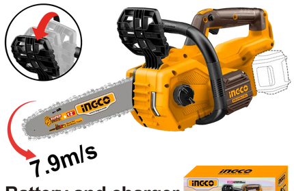 Chainsaw Cordless 𝑃20ˢ iNGCO-30𝑐𝑚/🟡63PM3-44𝐷𝐿-Tool Only-