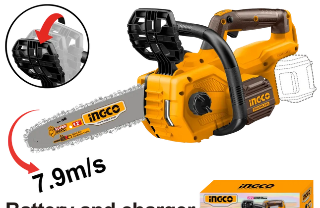 Chainsaw Cordless 𝑃20ˢ iNGCO-30𝑐𝑚/🟡63PM3-44𝐷𝐿-Tool Only-