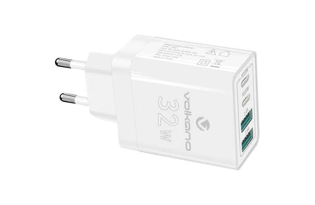 Charger USB Euro Volkano-2x PD20𝑊 Type-C/2x 2.4𝐴 Type-A