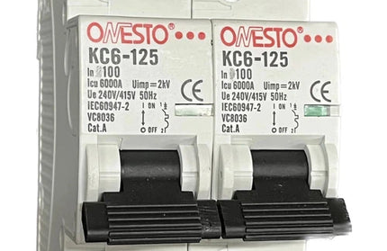 Circuit Breaker MCB DIN Onesto-2𝑃ole-80𝐴 6𝑘𝐴