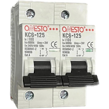 Circuit Breaker MCB DIN Onesto-2𝑃ole-80𝐴 6𝑘𝐴