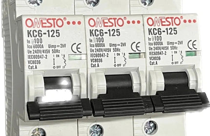 Circuit Breaker MCB DIN Onesto-3𝑃ole-100𝐴 6𝑘𝐴