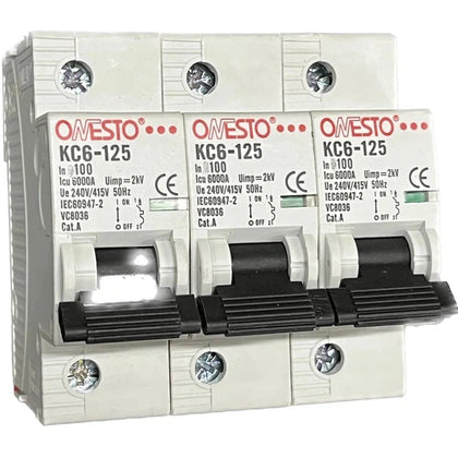 Circuit Breaker MCB DIN Onesto-3𝑃ole-100𝐴 6𝑘𝐴