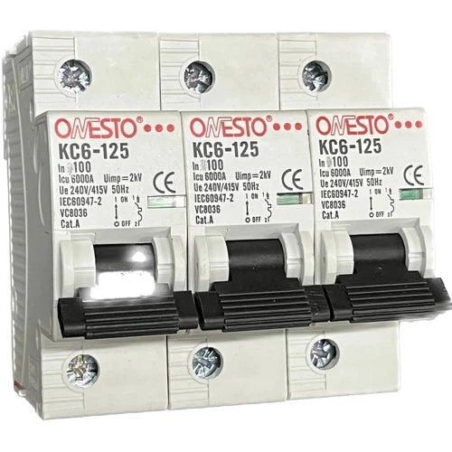 Circuit Breaker MCB DIN Onesto-3𝑃ole-100𝐴 6𝑘𝐴-