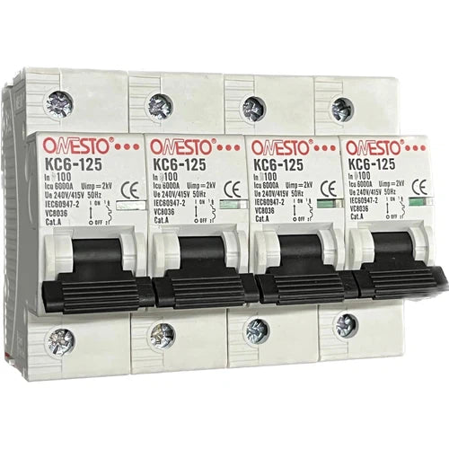 Circuit Breaker MCB DIN Onesto-Onesto-100𝐴 4𝑃 6𝑘𝐴-diyshop.co.za