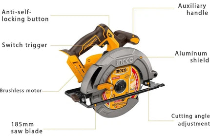 Circular Saw Cordless 𝑃20ˢ iNGCO »-140𝑚𝑚-Tool Only-