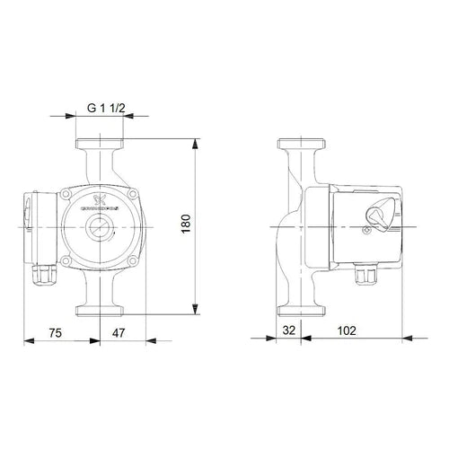 Circulator Pump Hot Water UPS Grundfos »-24-40/35𝑊/1.6𝑚³ℓ𝑝𝒉/𝐻2𝑚-