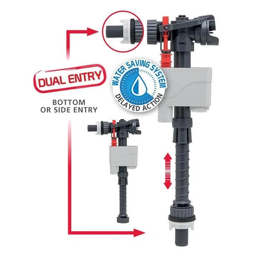 Cistern Bottom & Side Inlet Valve Doblo Wirquinⓓ-15mm-