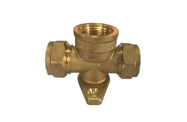 Compression Brass Tee Wallplate-15x1/2"