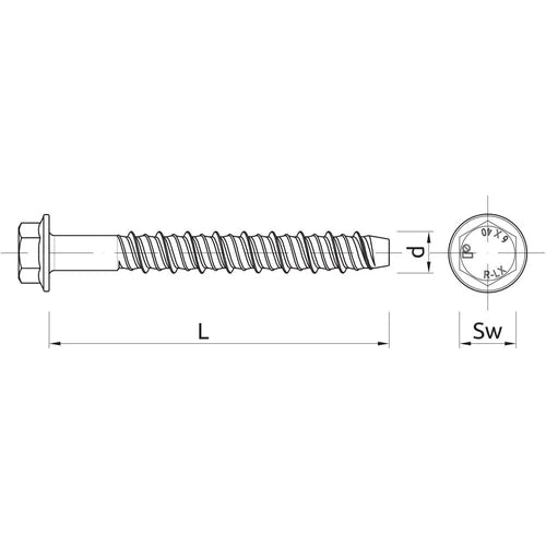 Concrete Screwbolt Hex Head Rawl-10x75mm-per10-