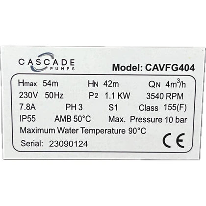 Constant Pressure VSD Pump Multistage Pascali-1.1𝑘𝑊/4𝑚³ℓ𝑝𝒉/𝐻42𝑚/10℔-