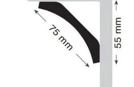 Cornice XPS Paper Wrapped Nutec-White-∡75𝑚𝑚 x 𝐿3.6𝑚-each