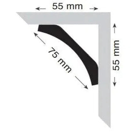 Cornice XPS Paper Wrapped Nutec-White-∡75𝑚𝑚 x 𝐿3.6𝑚-each