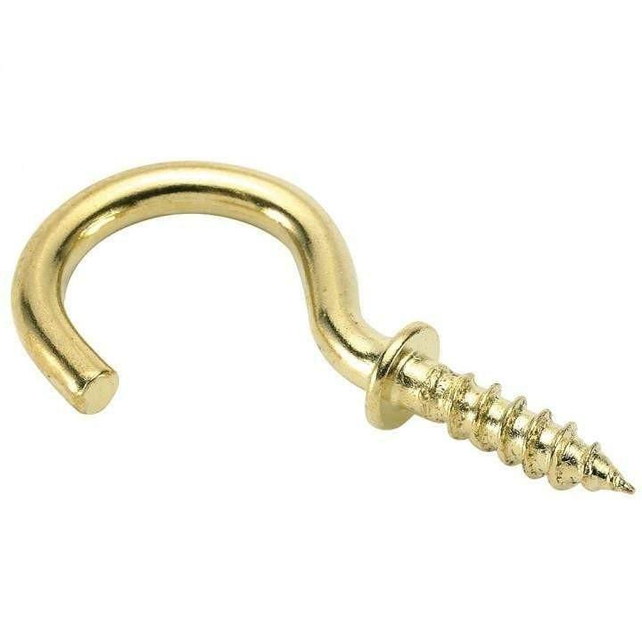 Cup Hook Round Brass Plated-Brackets-Private Label Fasteners-25mm-per10-diyshop.co.za