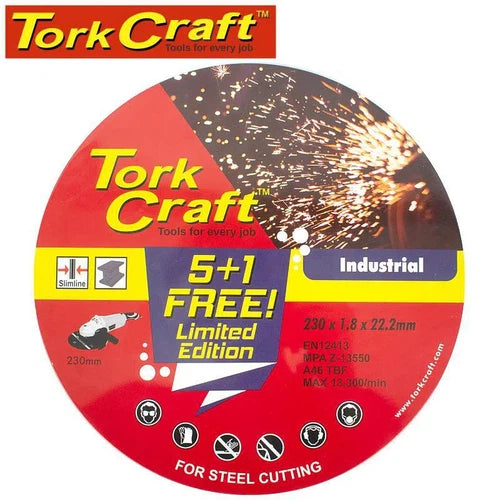 Disc Cutting Steel Industrial Slim Tork Craft-Cutting Disc-Tork Craft-⌀230 x 𝙩1.0mm-6 Pack-diyshop.co.za