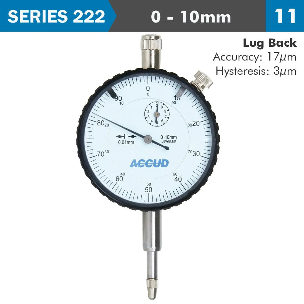 Dial Indicator 10mm 0.01mm Grad. Lug Back-