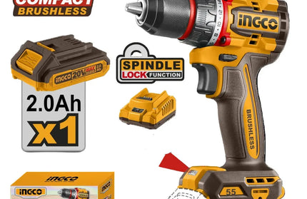 Drill Cordless 𝑃20ˢ iNGCO-55𝑁-𝑚-Tool Only-
