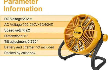 Fan Cordless/Electric 𝑃20ˢ 280𝑚𝑚 iNGCO (ON HOLD)-Tool Only-