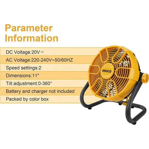 Fan Cordless/Electric 𝑃20ˢ 280𝑚𝑚 iNGCO (ON HOLD)-Tool Only-