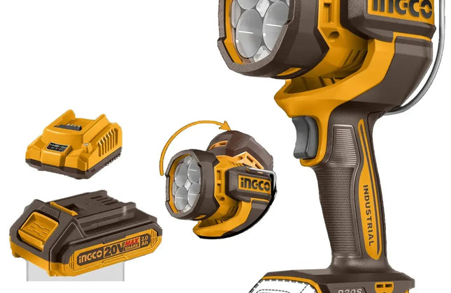 Flashlight Cordless 𝑃20ˢ iNGCO-+ 2𝐴𝒉 Bat & Chrg-2000l𝑚