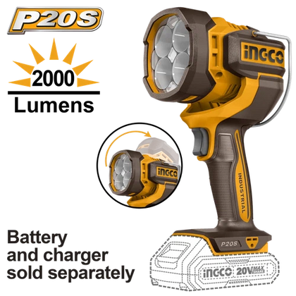 Flashlight Cordless 𝑃20ˢ iNGCO-Tool Only-450l𝑚-