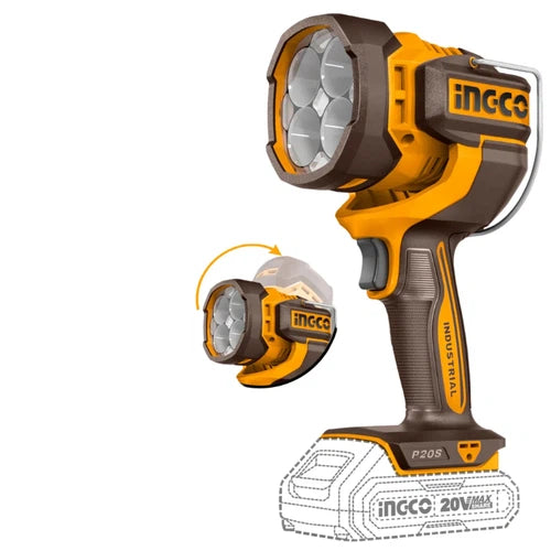 Flashlight Cordless 𝑃20ˢ iNGCO-Tool Only-2000l𝑚-