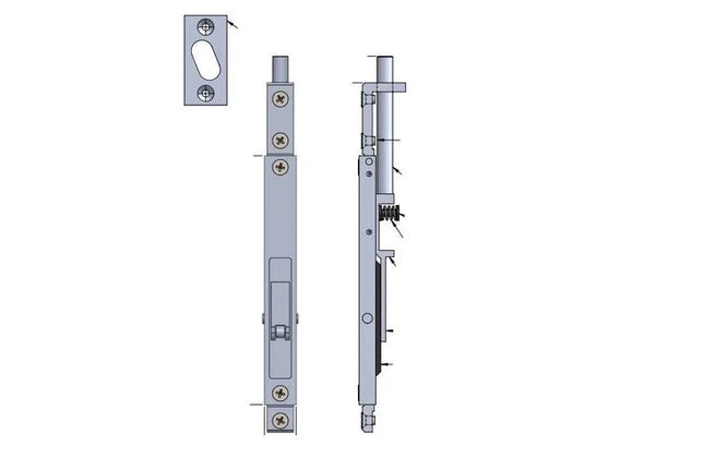 Flush Bolt for Aluminium Door ALUFAB-150x19mm-Aluminium