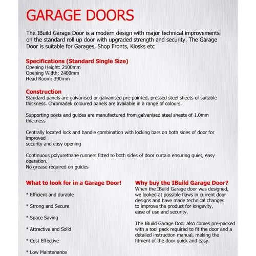 Garage Door Roll Up Light Duty iBuild-Brown-𝑤2450𝑚𝑚-