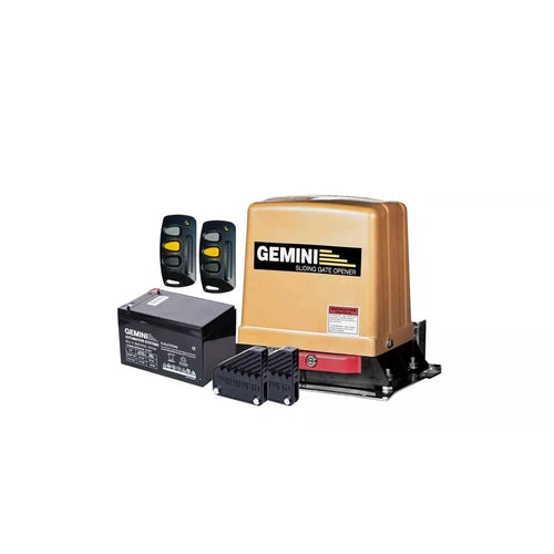 Gate Motor Sliding 12𝑉 Gemini-12𝐴𝒉-Motor+Bat+2xRmt+BaseP-