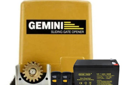Gate Motor Sliding 12𝑉 Gemini-7𝐴𝒉-Motor+Bat+2xRmt+BaseP-