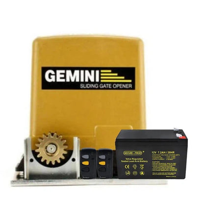 Gate Motor Sliding 12𝑉 Gemini-7𝐴𝒉-Motor+Bat+2xRmt+BaseP-