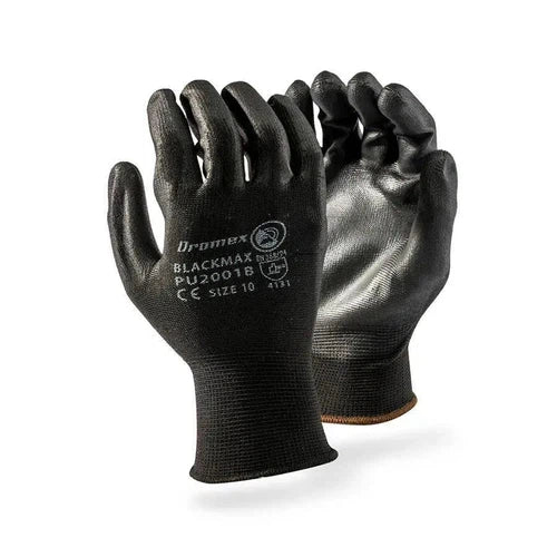 Glove PU Dipped Blackmax Dromex-Safety Gloves-Dromex-Large #9-diyshop.co.za