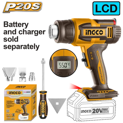 Heat Gun Cordless 𝑃20ˢ iNGCO-Tool Only-