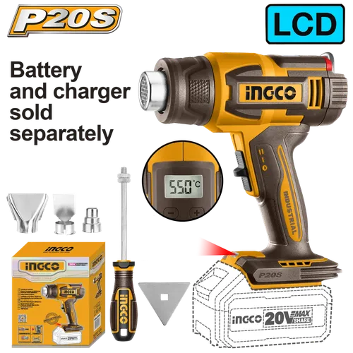 Heat Gun Cordless 𝑃20ˢ iNGCO-Tool Only-