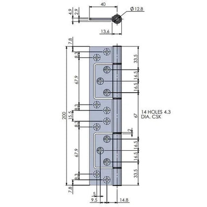 Hinge Aluminium Sinkless Centered-Aluminuim-100𝑚𝑚-pair
