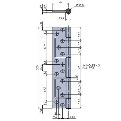 Hinge Aluminium Sinkless Centered-Aluminuim-100𝑚𝑚-pair