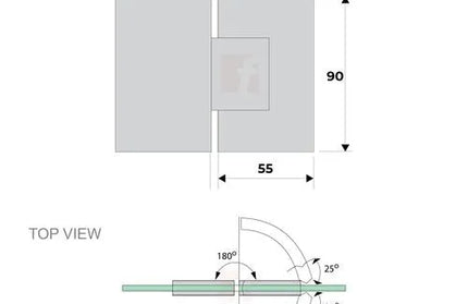 Hinge Glass to Glass 180° for Silhouette Frameless Shower-Stainless steel-each-