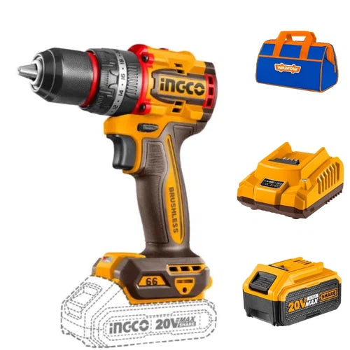 Impact Drill Cordless 20𝑉 66𝑁-𝑚 iNGCO