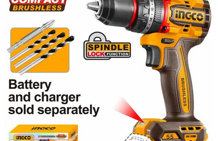 Impact Drill Cordless 𝑃20ˢ iNGCO-66𝑁-𝑚-Tool Only-