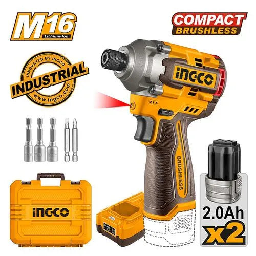 Impact Driver Cordless 1/4" 170𝑁-𝑚 16𝑉 SET iNGCO