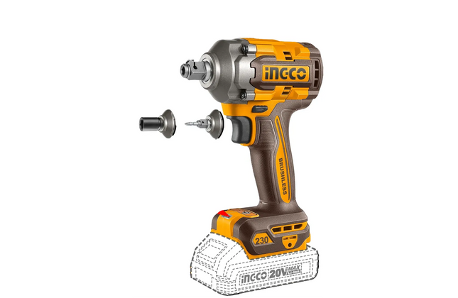 Impact Driver/Wrench Cordless 𝑃20ˢ 1/2" SET iNGCO-230𝑁-𝑚-+2x 2AH Batt & Chrg