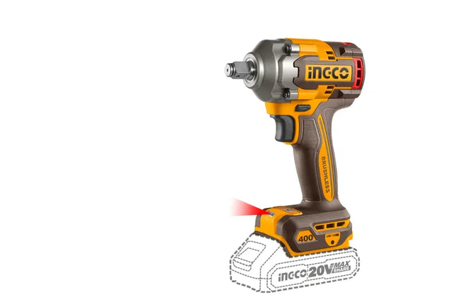 Impact Wrench 1/2" Cordless 𝑃20ˢ iNGCO »-400𝑁-𝑚-Tool Only