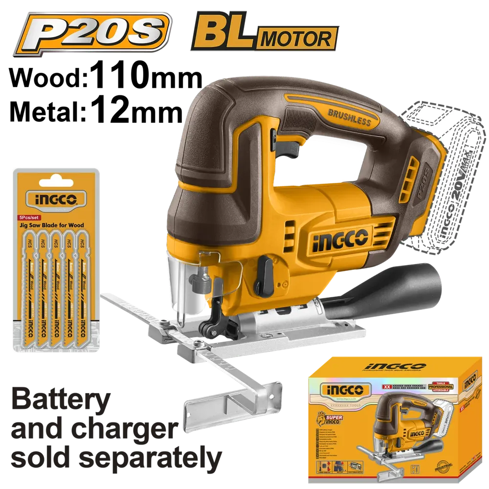 Jigsaw Cordless 𝑃20ˢ iNGCO-Tool Only-