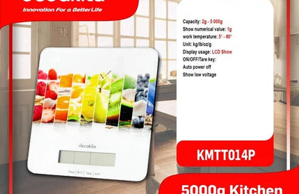 Kitchen Food Scale 2-5000𝑔 decakila-Metal-