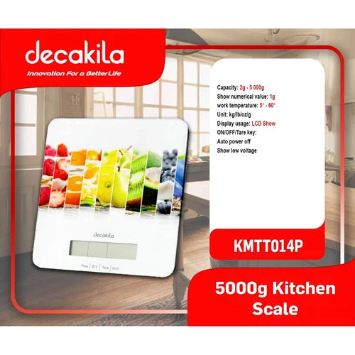 Kitchen Food Scale 2-5000𝑔 decakila-Glass-