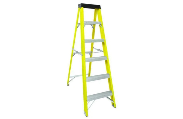 Ladder A-Frame Fibreglass Yellow-6 Step (1.8m)
